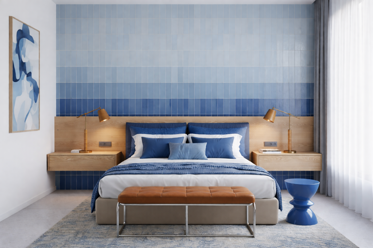 Blue bedroom layout